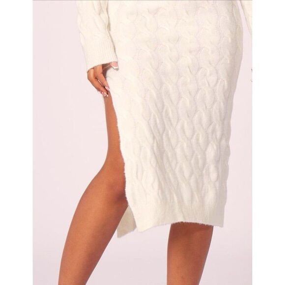 PLT NWT Women Knit Minimalist Maxi Knit Sweater Dress Comfy Old Money Fall Chic - Picture 5 of 12